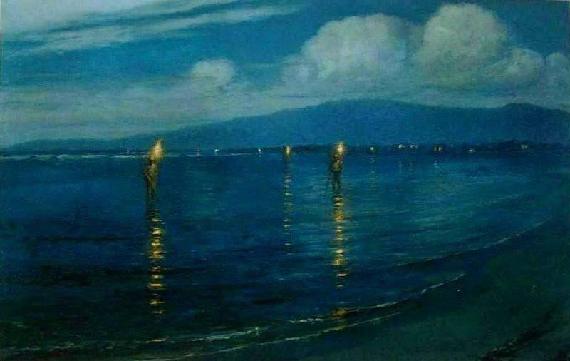 Lionel Walden The Torchlight Fishermen oil painting image